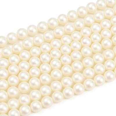Frosted Glass Pearl Beads Strands GLAA-A044-08A-02-1
