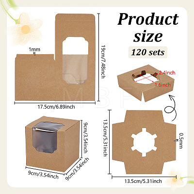 Cube Paper Cupcake Storage Boxes with Visible Window LS-BAKE-WH0002-002A-1