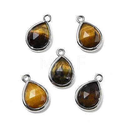 Natural Tiger Eye Faceted Pendants G-U019-05P-11-1
