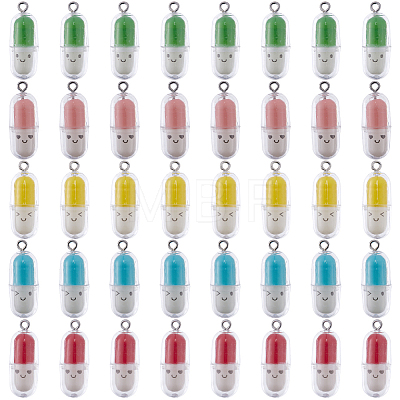 SUNNYCLUE 40Pcs 5 Colors Translucent Plastic Pendants KY-SC0001-75-1