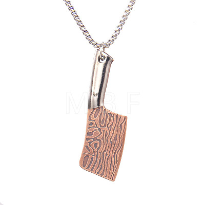 201 Stainless Steel Kitchen Knife Shape Pendant Necklaces for Men FS-WG2BC60-01-1
