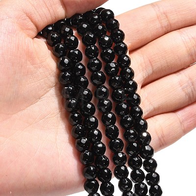 Black Stone Beads Strands G-I087-6mm-1