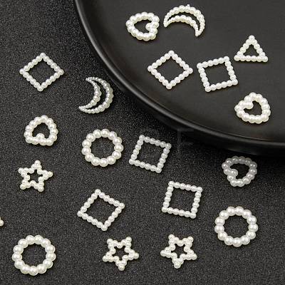120Pcs 6 Style ABS Plastic Imitation Pearl Linking Rings OACR-FS0001-02-1