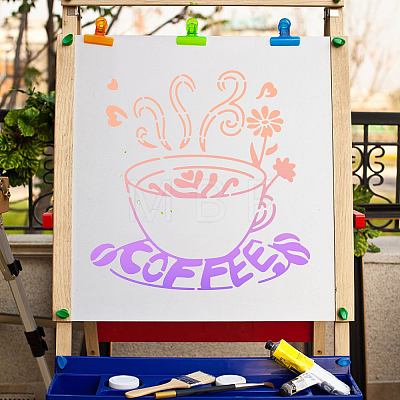 Coffee PET Plastic Hollow Out Drawing Painting Stencils Templates DIY-WH0244-279-1