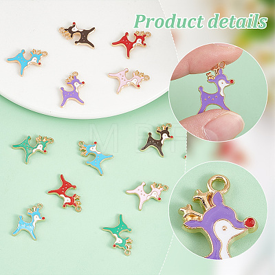   60Pcs 6 Colors Alloy Enamel Pendants ENAM-PH0002-78-1