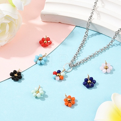 8Pcs 8 Colors Glass with 304 Stainless Steel Pendants GLAA-YW0005-76-1