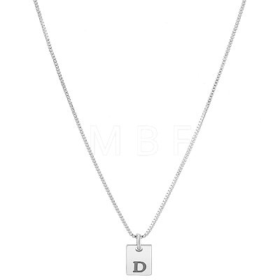 1Pc Stainless Steel Letter Rectangle Pendant Necklaces NJEW-LP0001-34D-P-1