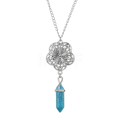 Synthetic Turquoise Pendants Necklace NJEW-JN04694-01-1