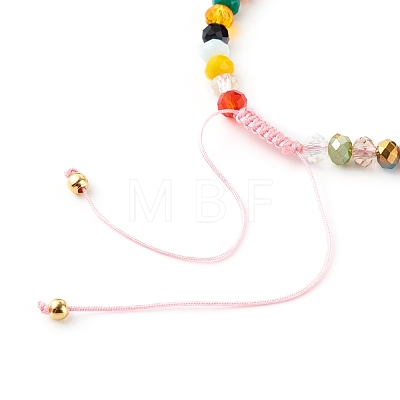 Electroplate Glass Nylon Thread Braided Bead Bracelets for Mom and Daughter BJEW-JB06359-04-1