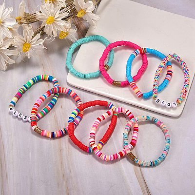 Love Bless Stretch Bracelet Sets for Teen Girl Women BJEW-SW00006-1