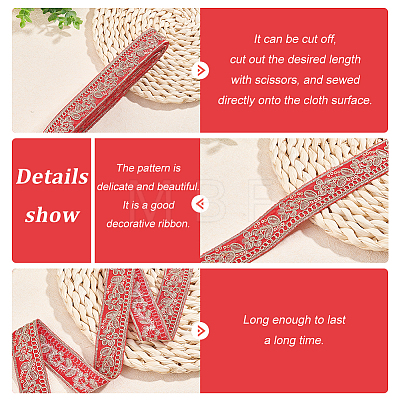Ethnic Style Embroidery Polyester Ribbons OCOR-WH0060-33B-1