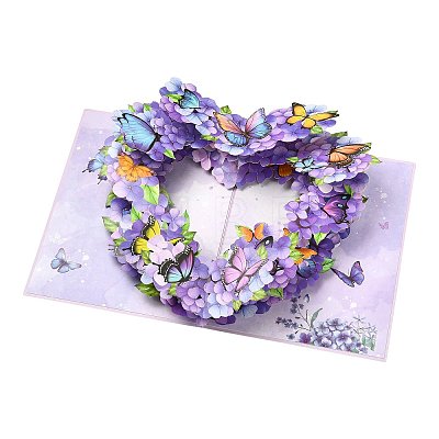 Pop Up 3D Heart Butterfly Bouquet Greeting Cards AJEW-FZC0001-06-1