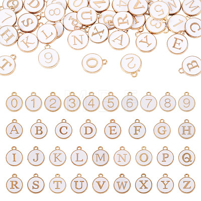 36Pcs 36 Styles Letter A~Z & Number 0~9 Alloy Enamel Charms ENAM-TA0003-11B-1