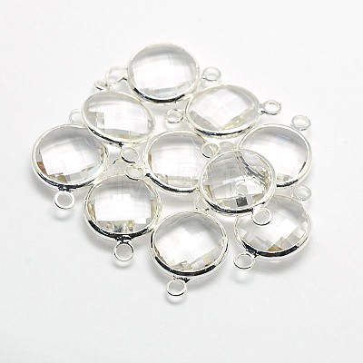 Silver Color Plated Brass Glass Links connectors GLAA-J011A-S-1