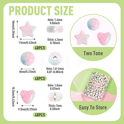 120Pcs 3 Styles Crackle Opaque Acrylic Beads OACR-TA0004-77-1
