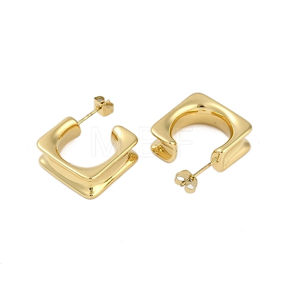 Ion Plating(IP) 304 Stainless Steel Square Stud Earrings for Women EJEW-K281-26G-1