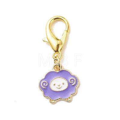 Alloy Enamel Sheep Pendant Decorations X-HJEW-JM00706-1