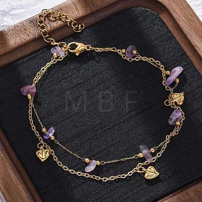 Bohemia Style 304 Stainless Steel Cable Chain Multi-strand Bracelets BJEW-Z088-01D-G-1