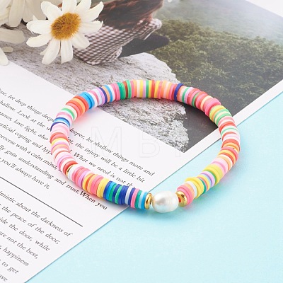 Polymer Clay Heishi Beads Stretch Bracelets Sets BJEW-JB06176-1