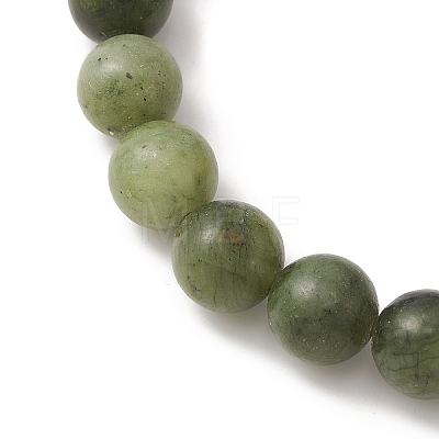 Natural Chinese Jade Round Beaded Stretch Bracelets for Women BJEW-TA00282-1