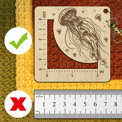 Wooden Square Frame Crochet Ruler DIY-WH0536-008-1