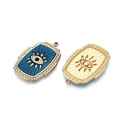 Ion Plating(IP) 304 Stainless Steel Evil Eye Enamel Pendants STAS-N107-04C-G-1