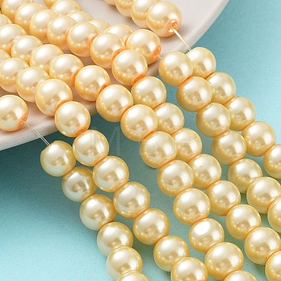 Baking Painted Pearlized Glass Pearl Round Bead Strands HY-Q330-8mm-61-1