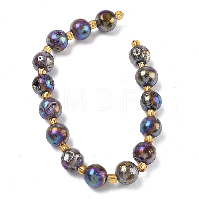Electroplated Natural Druzy Geode Crystal Beads Strands G-G459-02K-1