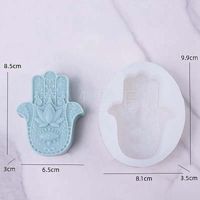 DIY Silicone Hamsa Hand with Lotus Soap Molds PW-WG59844-01-1