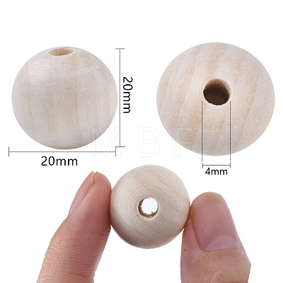 Natural Unfinished Wood Beads WOOD-S651-A20mm-LF-1