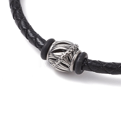 Braided Leather Cord Bracelets BJEW-JB11387-06-1