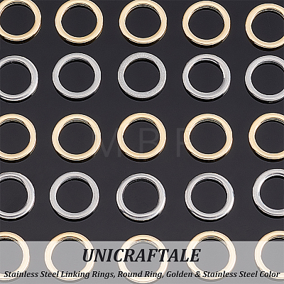 Unicraftale 50Pcs 2 Style 304 Stainless Steel Linking Rings STAS-UN0041-33-1