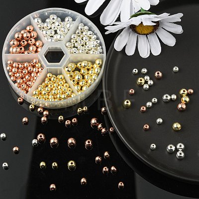 330Pcs 6 Style 3 Colors Electroplate Non-magnetic Synthetic Hematite Beads Strands G-FS0001-07-1
