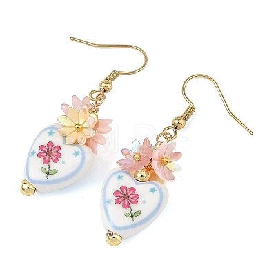 Handmade Porcelain & Resin Dangle Earrings EJEW-JE07490-1