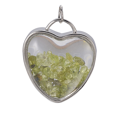 Natural Peridot Chips Pendants G-A176-B08-1