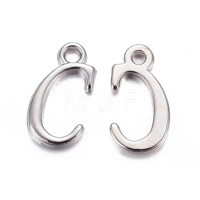 Platinum Plated Alloy Letter Pendants PALLOY-J718-01P-C-1