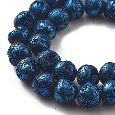 Electroplated Natural Lava Rock Beads Strands G-A251-D01-01E-1