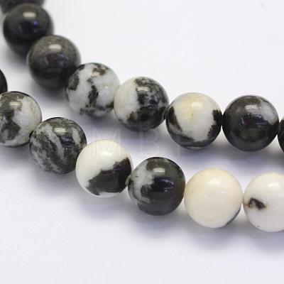 Natural Black Zebra Jasper Beads Strands G-G697-F02-8mm-1