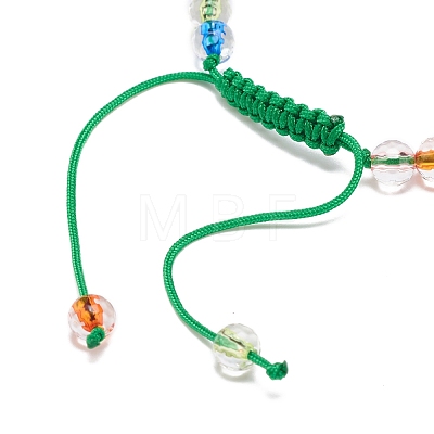 Acrylic Evil Eye & Round Lampwork Braided Bead Bracelet for Women BJEW-JB08379-02-1