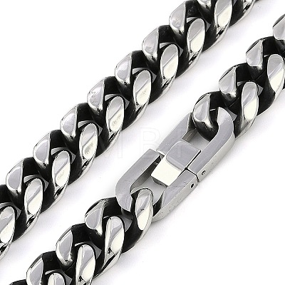 304 Stainless Steel Cuban Link Chain Necklaces for Men NJEW-B116-03P-1