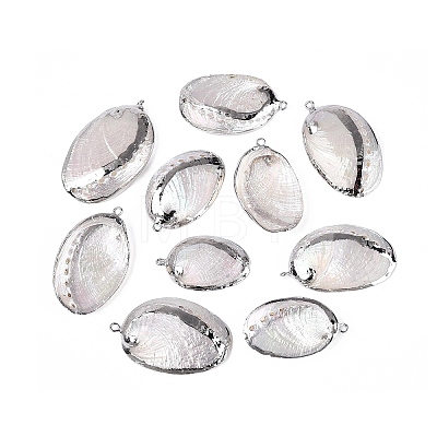Electroplate Natural Paua Shell Pendants SSHEL-Q100-15P-1
