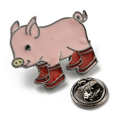 Pig in Rain Boots Enamel Pins JEWB-C021-01B-1