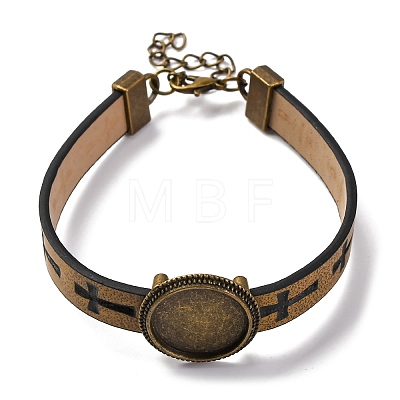 Hollow Cross PU Leather Bracelet Making MAK-I020-01F-1