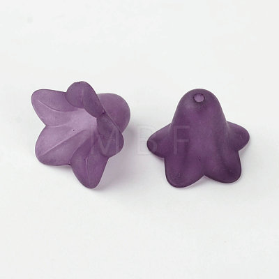 Indigo Frosted Transparent Acrylic Flower Beads X-PLF018-16-1