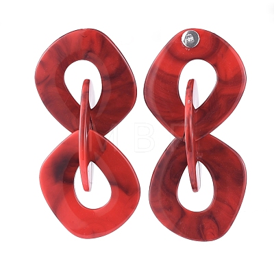 Acrylic Dangle Stud Earrings EJEW-JE03840-06-1