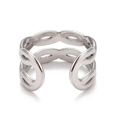 Non-Tarnish 304 Stainless Steel Hollow Chunky Open Cuff Ring for Women RJEW-A005-40P-1