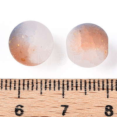 Frosted Baking Painted Crackle Glass Beads with Glitter Powder DGLA-T004-01B-1