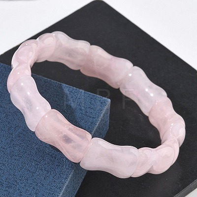 Bamboo Natural Rose Quartz Beads Stretch Bracelets for Women Men BJEW-K304-01M-1