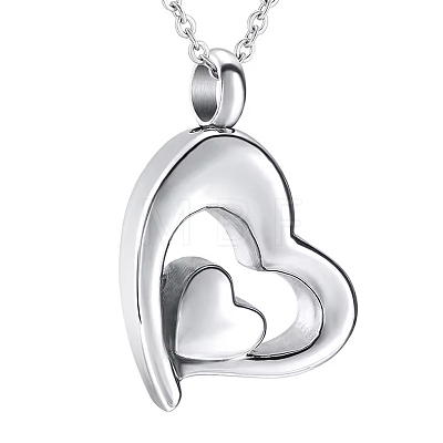 304 Stainless Steel Heart Pendant Urn Ashes Necklaces PW-WG8DE50-01-1