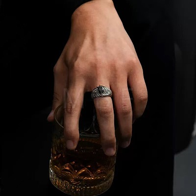 Wing Brass Rhinestone Cuff Open Rings for Men WGA5BDA-01-1